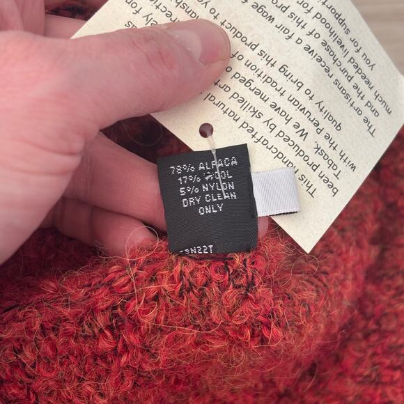 Tabask Shawl Cardigan Sweater Medium Alpaca Wool Nubby Fuzzy Artsy‎ Boiled Rust - Picture 9 of 9